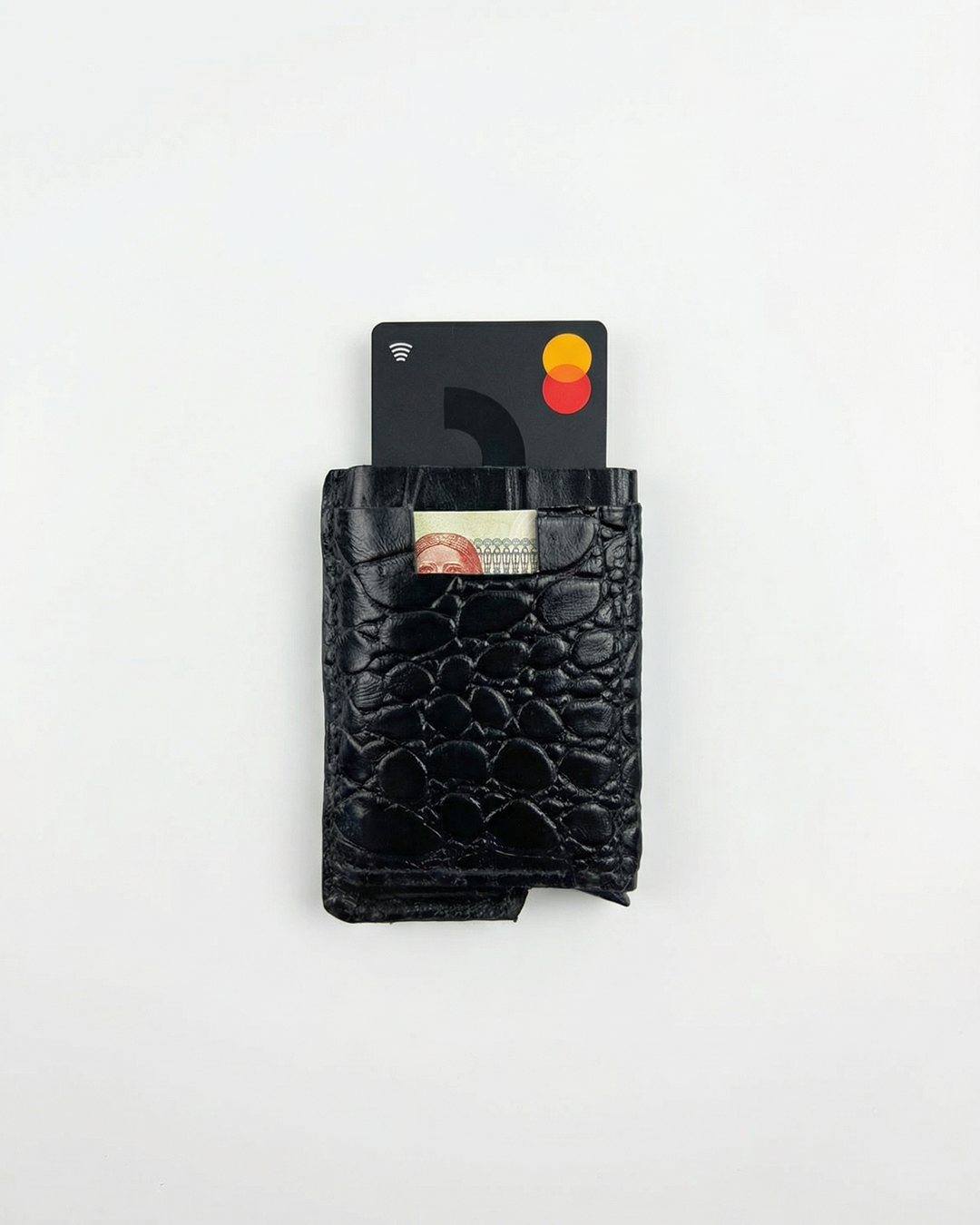 Croco Noir Core 01 Card Holder Side Slider Mechanism RFID/NFC Blocking