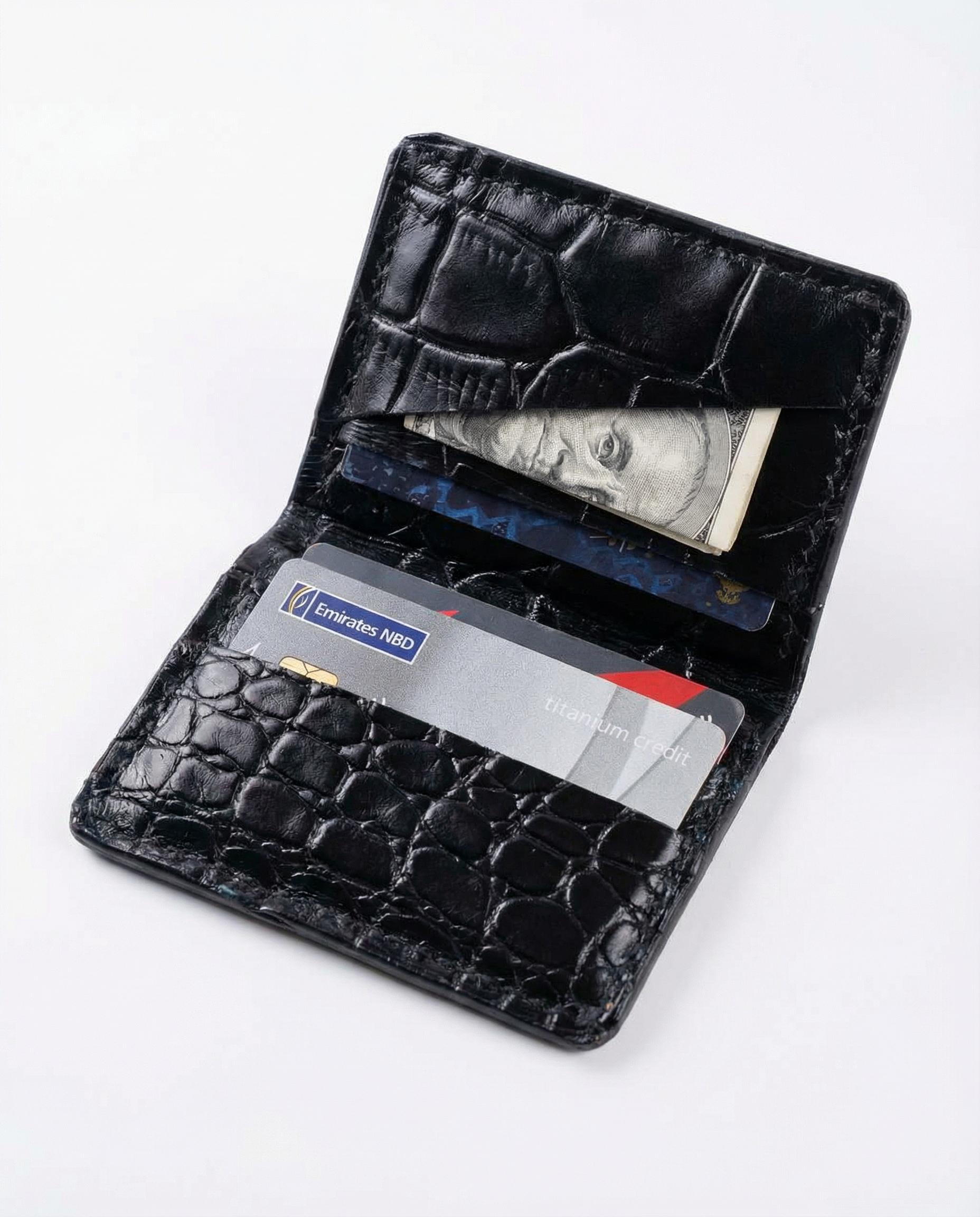 Croco noir 01 - Leather wallet