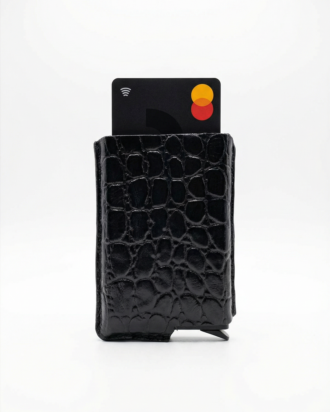 Croco Noir Core 01 - Card Holder Side Slider Mechanism, RFID/NFC Blocking