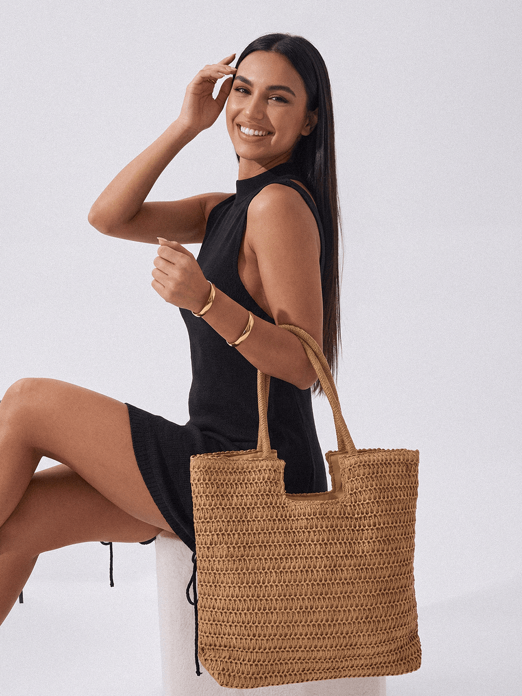 Maréa Straw Shoulder beach Tote bag - Orimal