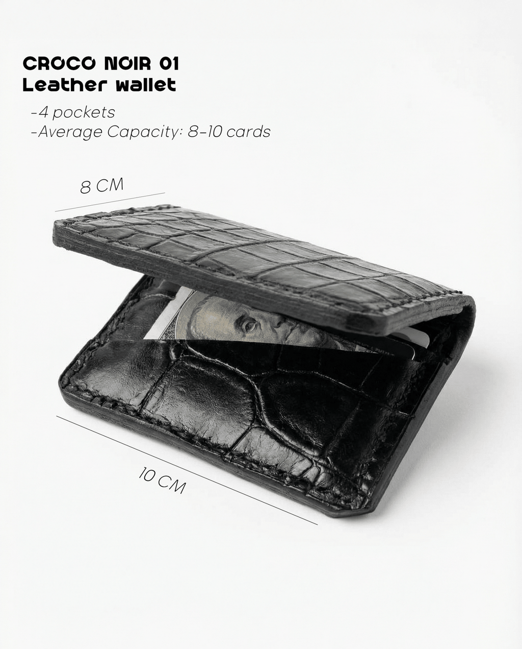 Croco noir 01 - Leather wallet - Orimal