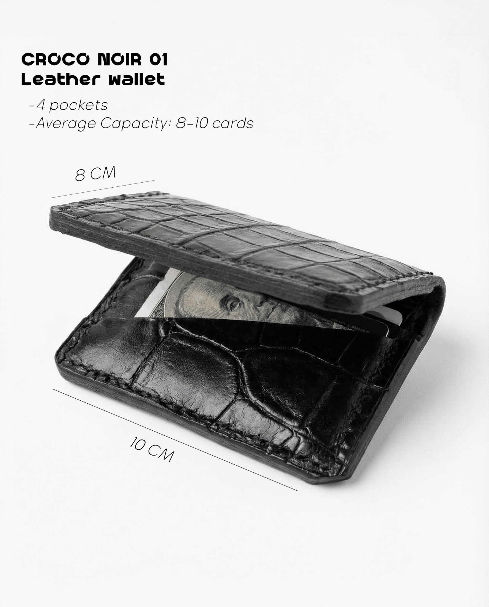 Croco noir 01 - Leather wallet - Orimal