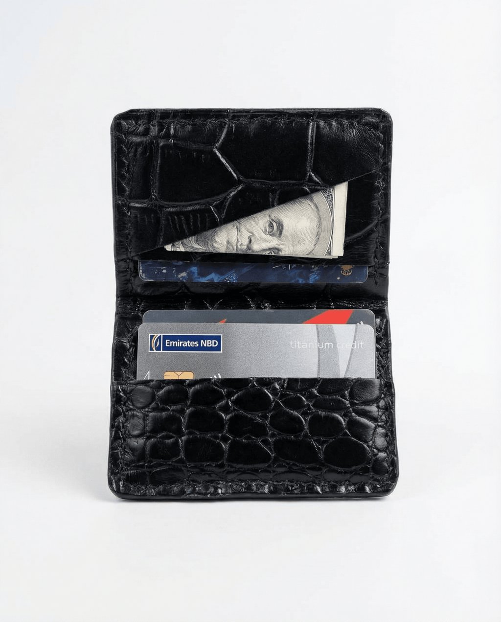 Croco noir 01 - Leather wallet - Orimal