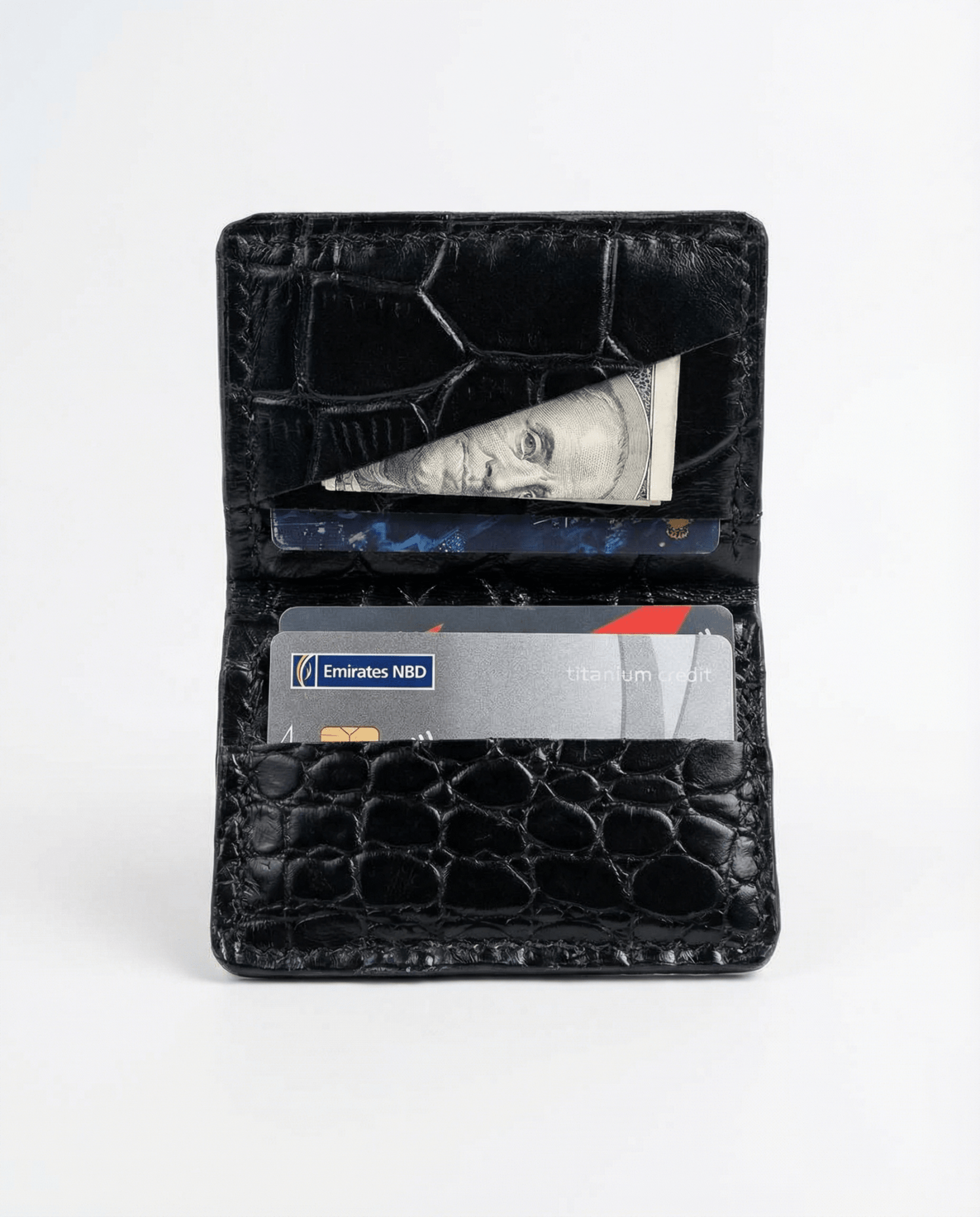 Croco noir 01 - Leather wallet - Orimal