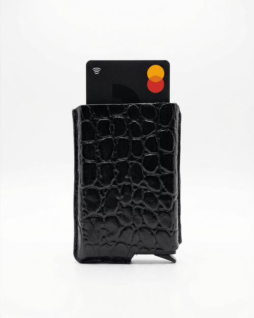 Croco Noir Core 01 Card Holder Side Slider Mechanism, RFID/NFC Blocking - Orimal