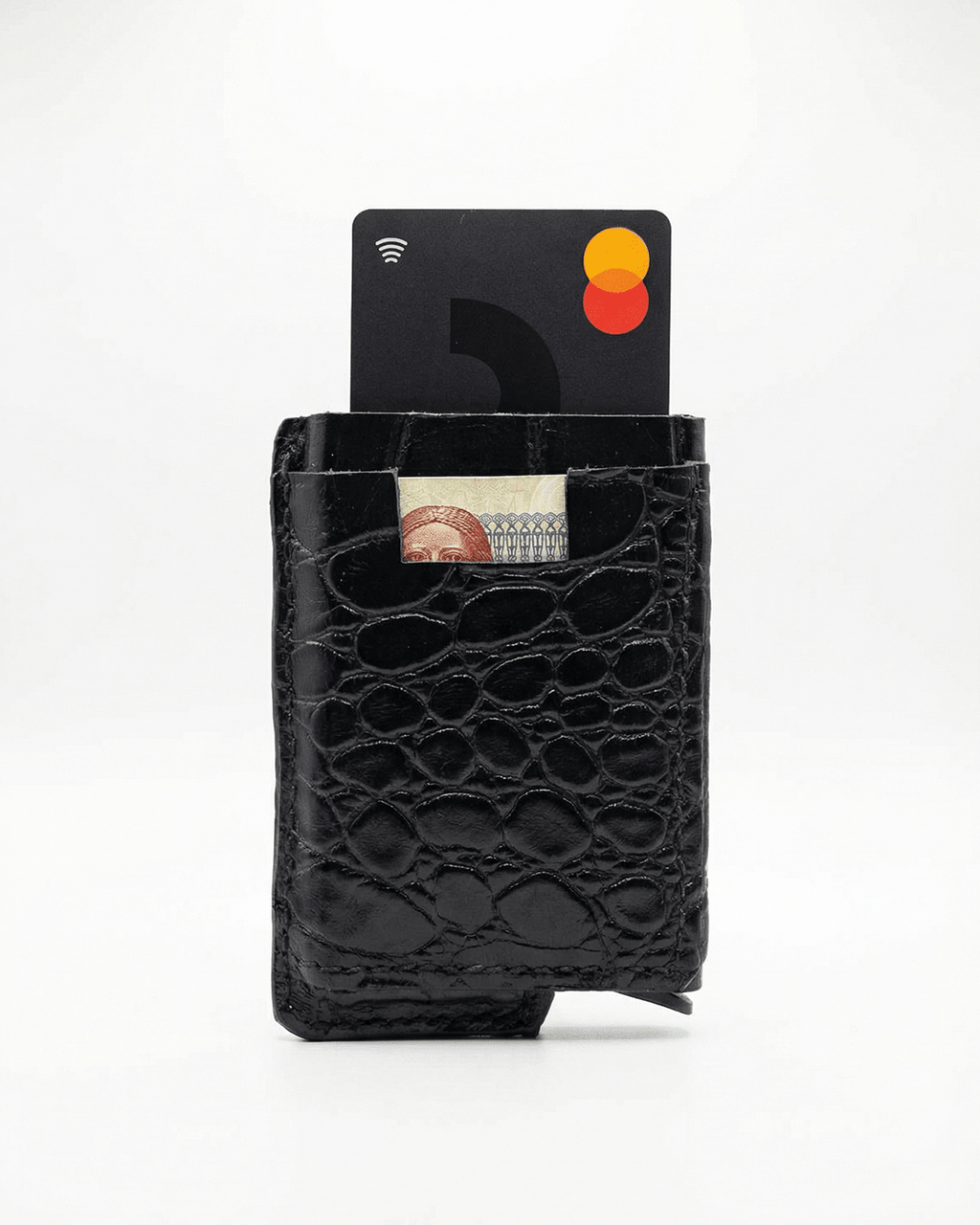 Croco Noir Core 01 Card Holder Side Slider Mechanism RFID/NFC Blocking - Orimal