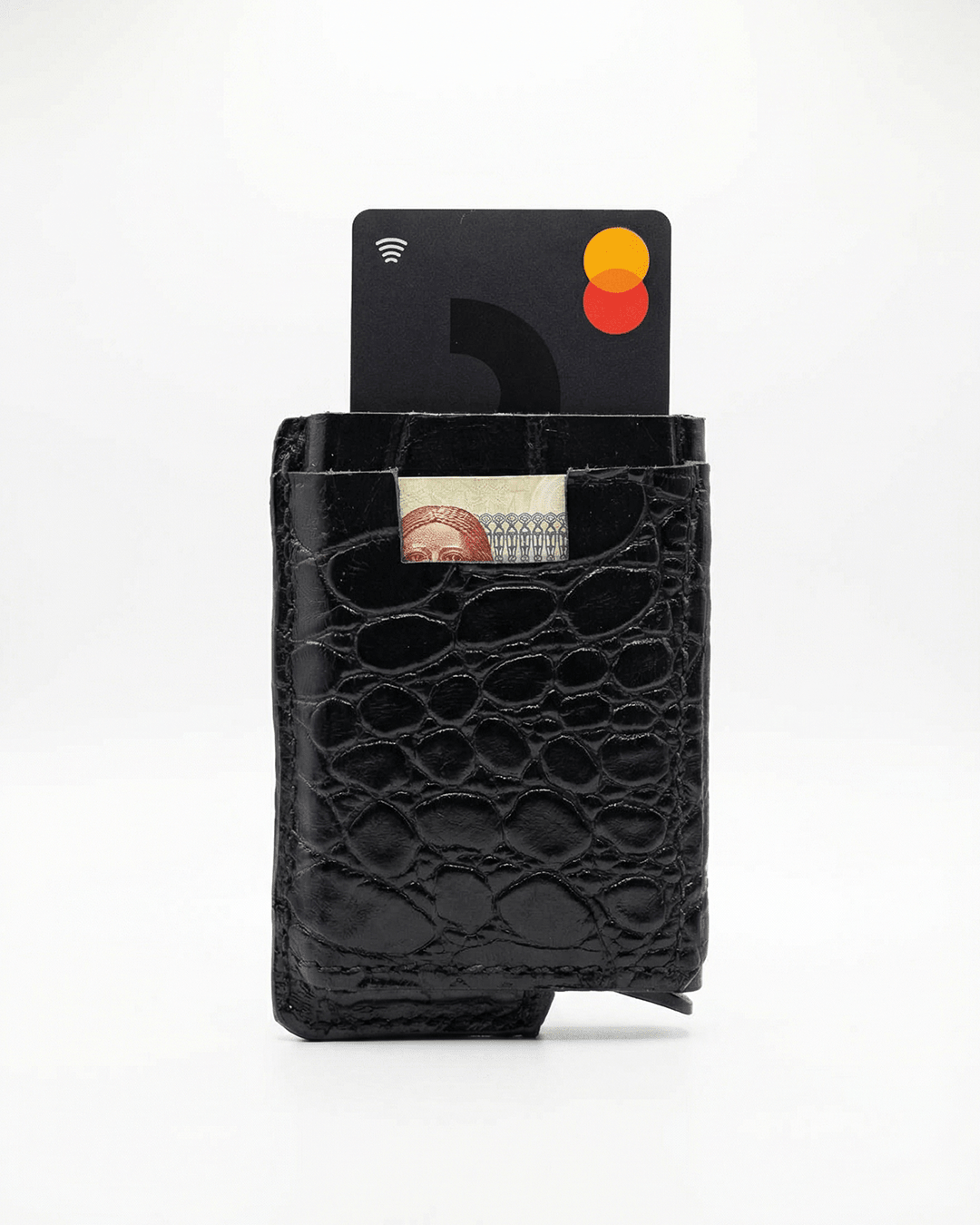 Croco Noir Core 01 Card Holder Side Slider Mechanism RFID/NFC Blocking - Orimal