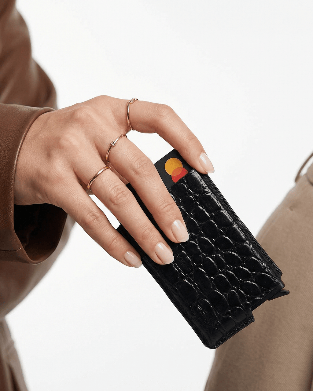 Croco Noir Core 01 Card Holder Side Slider Mechanism, RFID/NFC Blocking - Orimal