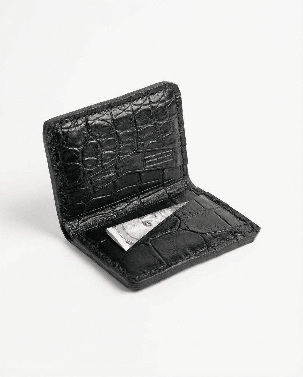 Croco noir 01 - Leather wallet - Orimal
