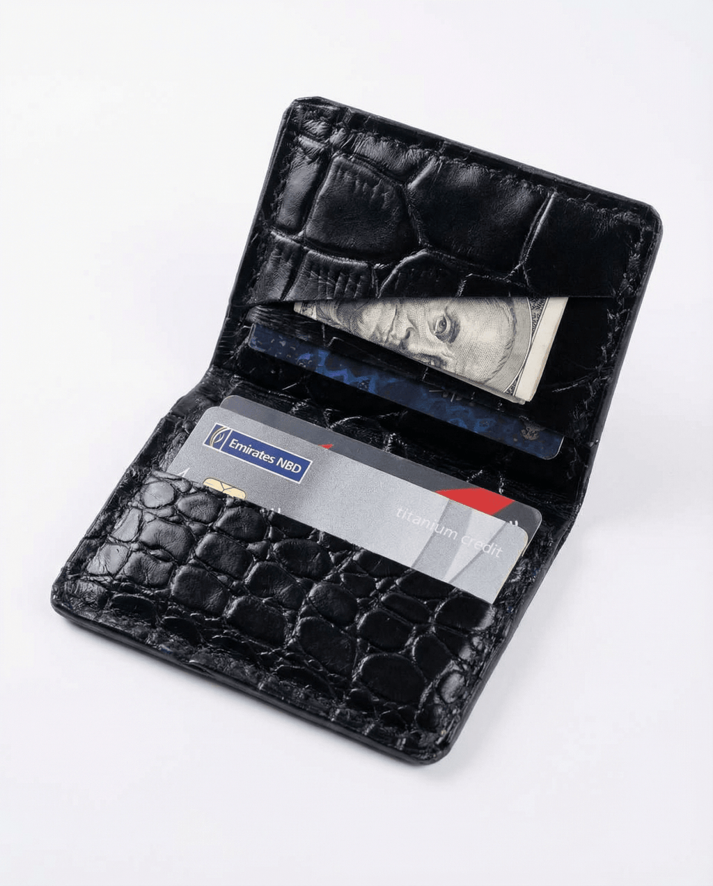 Croco noir 01 - Leather wallet - Orimal