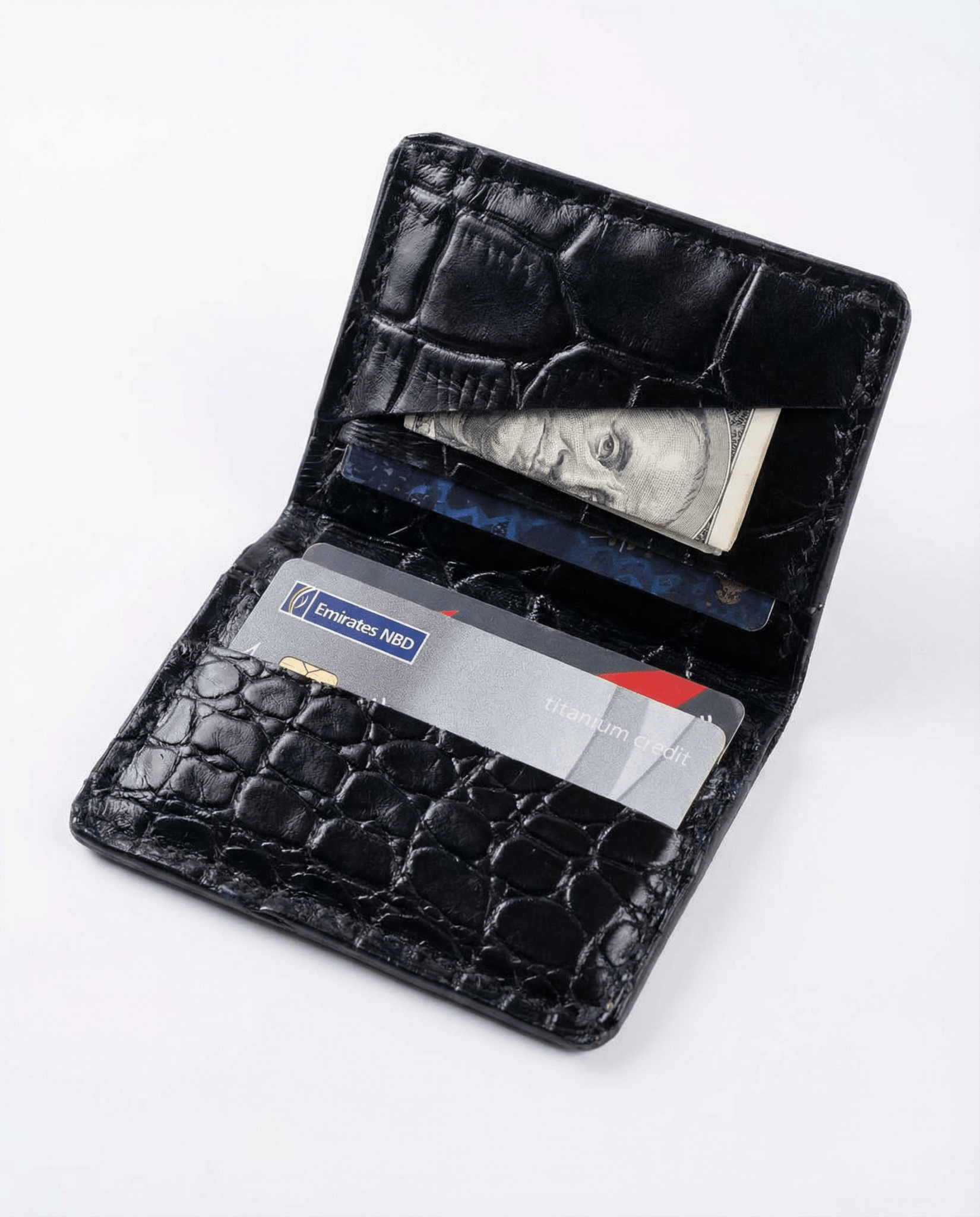 Croco noir 01 - Leather wallet - Orimal