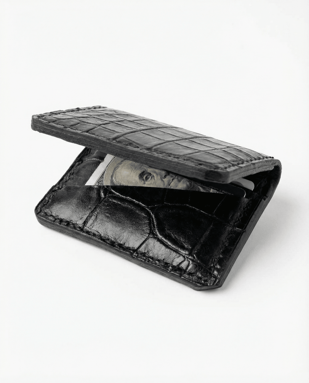 Croco noir 01 - Leather wallet - Orimal