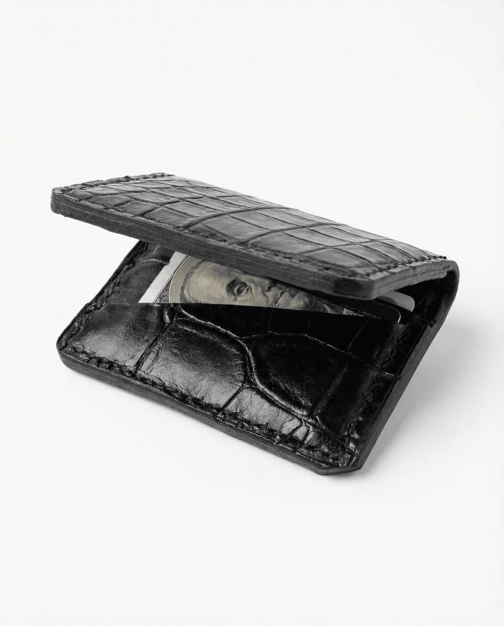 Croco noir 01 - Leather wallet - Orimal